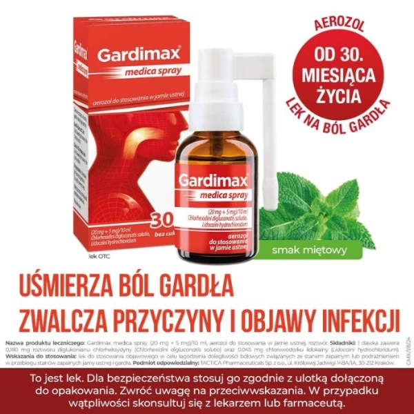 Gardimax medica spray (20mg+5mg)/10ml, aerozol bez cukru, 30ml 3