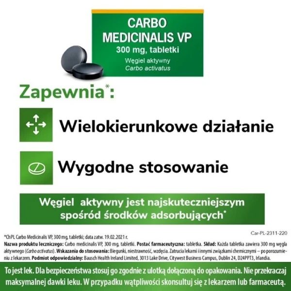 Carbo medicinalis VP 300mg, 20 tabletek 4