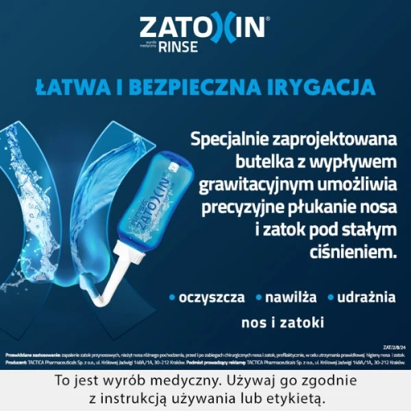 Zatoxin Rinse, zestaw do płukania nosa i zatok, irygator + 12 saszetek 2