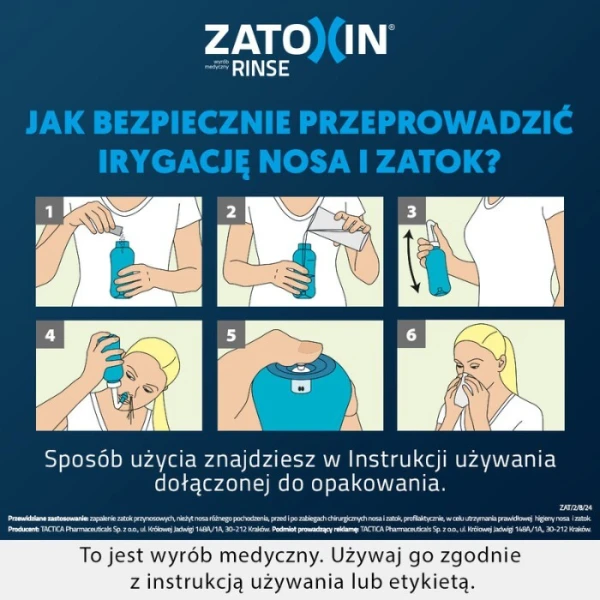 Zatoxin Rinse, zestaw do płukania nosa i zatok, irygator + 12 saszetek 4
