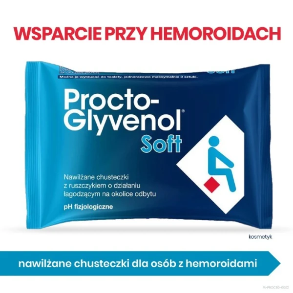 Procto-Glyvenol Soft, chusteczki nawilżane z ruszczykiem, dla osób z hemoroidami, 30 sztuk 2