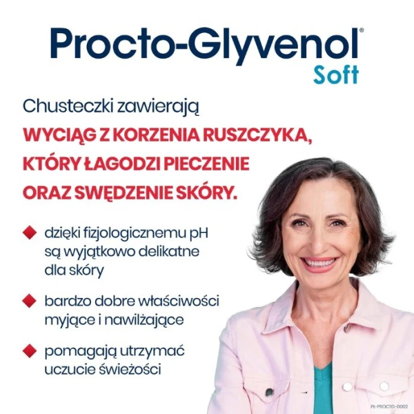 Procto-Glyvenol Soft, chusteczki nawilżane z ruszczykiem, dla osób z hemoroidami, 30 sztuk 5