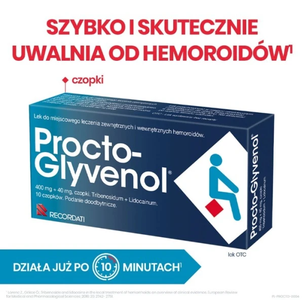 Procto-Glyvenol (400mg+40mg), czopki doodbytnicze, 10 sztuk 2