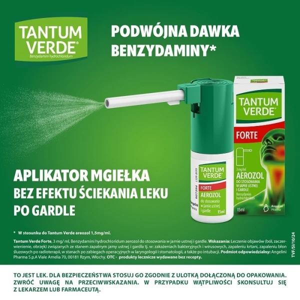 Tantum Verde Forte 3mg/ml, aerozol do stosowania w jamie ustnej i gardle, 15ml 3