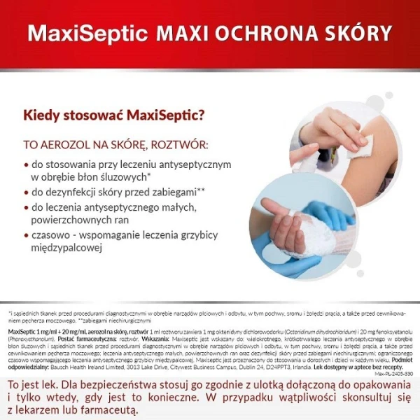 Maxiseptic (1mg+20mg/ml), aerozol na skórę, 50ml 2