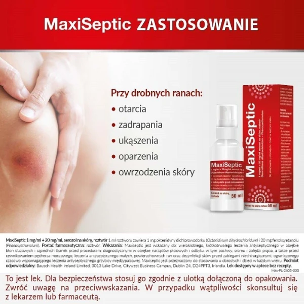 Maxiseptic (1mg+20mg/ml), aerozol na skórę, 50ml 6