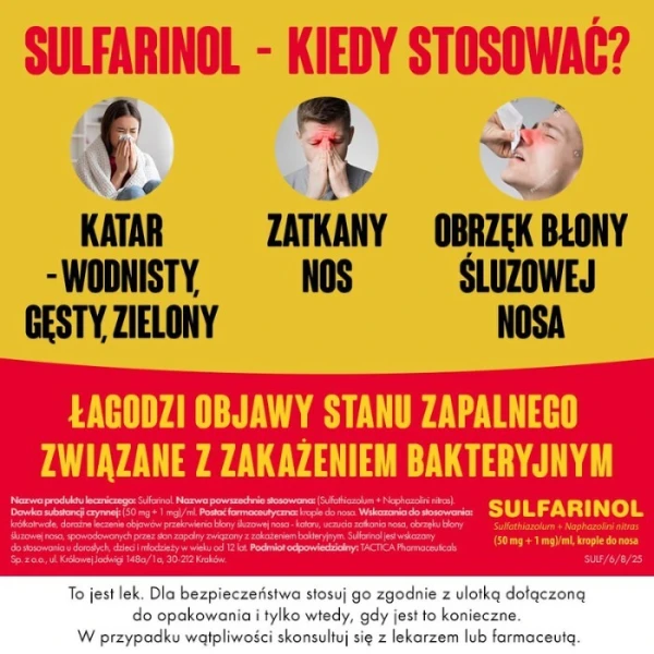 Sulfarinol 50mg + 1mg/ml, krople do nosa, 20ml 4