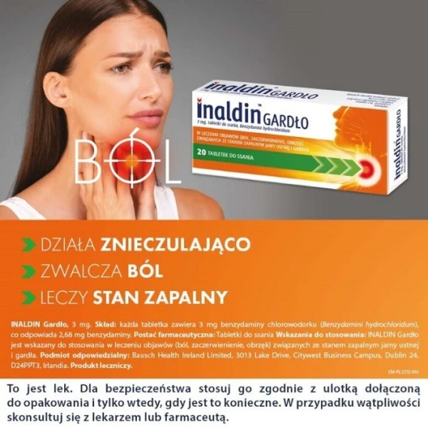Inaldin Gardło 3mg, 20 tabletek do ssania 2