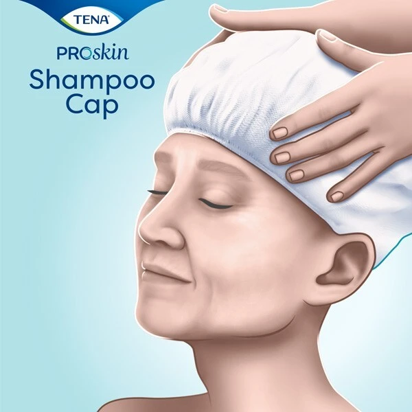 Tena ProSkin Shampoo Cap, czepek do mycia włosów z delikatnym szamponem i odżywką, 1 sztuka 3