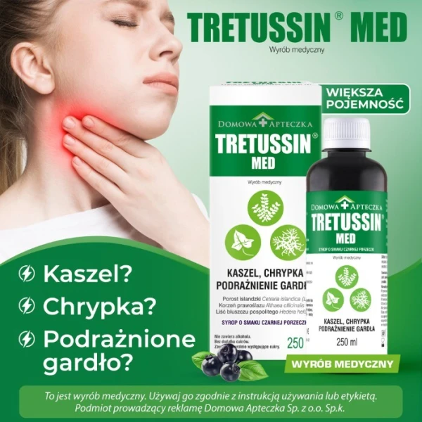 Tretussin Med, smak czarnej porzeczki, syrop, 250ml 2