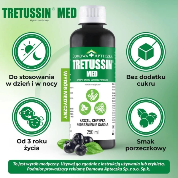 Tretussin Med, smak czarnej porzeczki, syrop, 250ml 3