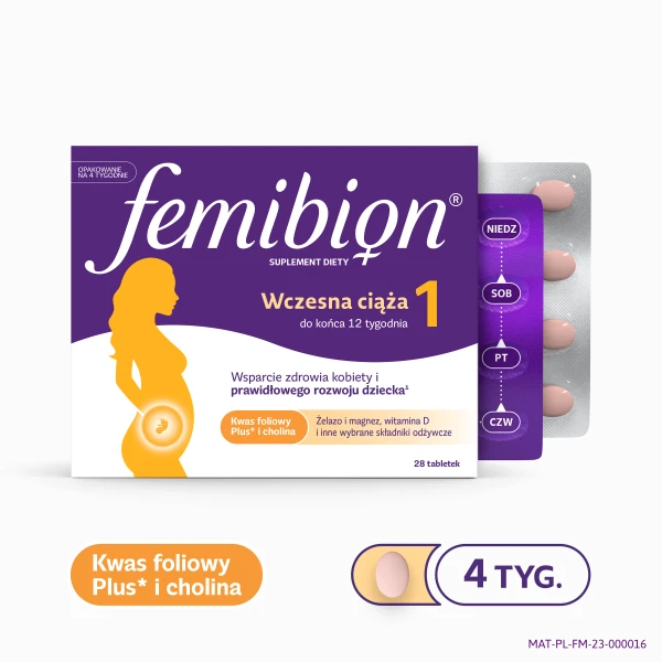 Femibion 1, Wczesna ciąża 1-12 tydzień, 28 tabletek 6
