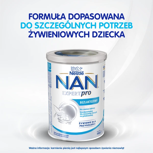 Nestle Nan ExpertPro Bezlaktozowy, mleko początkowe dla niemowląt z nietolerancją laktozy, od urodzenia, 400g 4