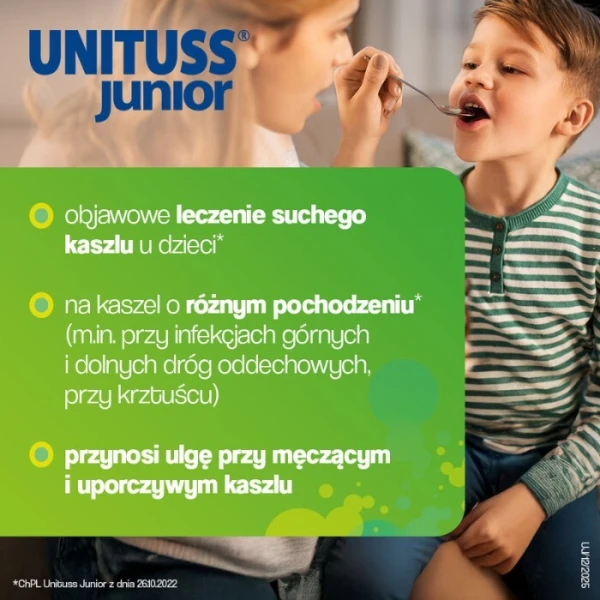 Unituss Junior 60mg/10ml, syrop, smak truskawkowy, dla dzieci powyżej 3 roku życia, 120ml 4