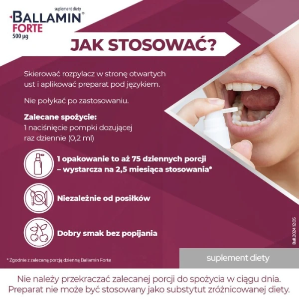 Ballamin Forte, witamina B12 500mcg, aerozol doustny, 15ml 3