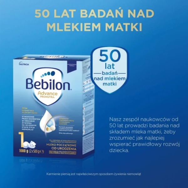 Bebilon 1 Advance, mleko początkowe, dla niemowląt od urodzenia, 1000g 2