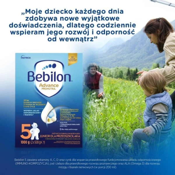 Bebilon 5 z Pronutra Advance, formuła na bazie mleka, powyżej 2,5roku życia, 1000g 2