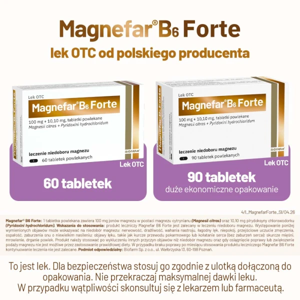 Magnefar B6 Forte (100mg Mg2+ + 10,1mg), 90 tabletek 6