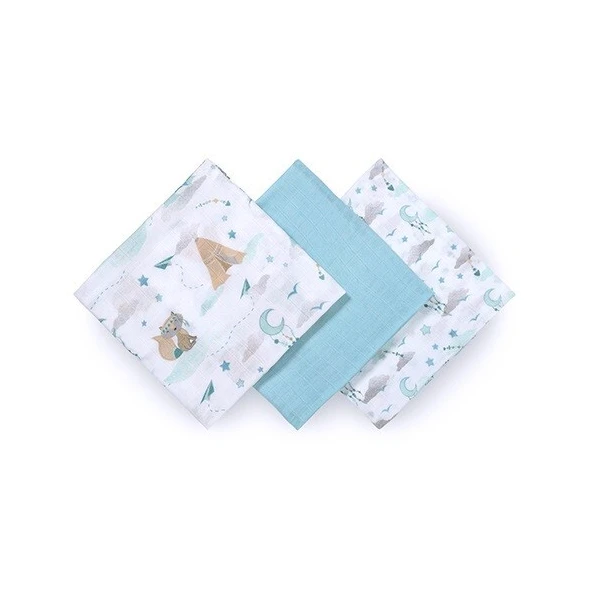 BabyOno, pieluchy bambusowe, turkusowe, 70cmx70cm, 397/12, 3 sztuki 2