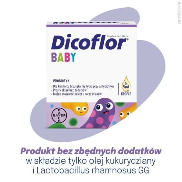 Dicoflor baby, krople, od pierwszych dni życia, 2 opakowania po 5ml 4