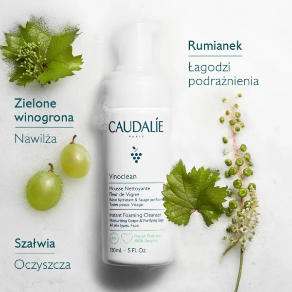 Caudalie Vinoclean, pianka oczyszczająca do twarzy, 150ml 2