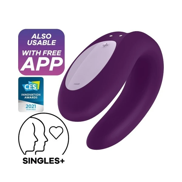 Satisfyer Double Joy, wibrator silikonowy dla par, fioletowy, 1 sztuka 2