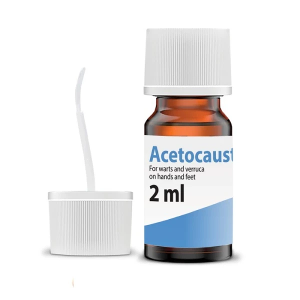Acetocaustin, terapia kwasowa na brodawki, płyn, dla dorosłych i dzieci po 4 roku życia, 2ml 2