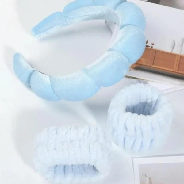 Ecarla SkinSaver Duo, zestaw opasek kosmetycznych na głowę i nadgarstki, kolor niebieski, 1 opakowanie 2