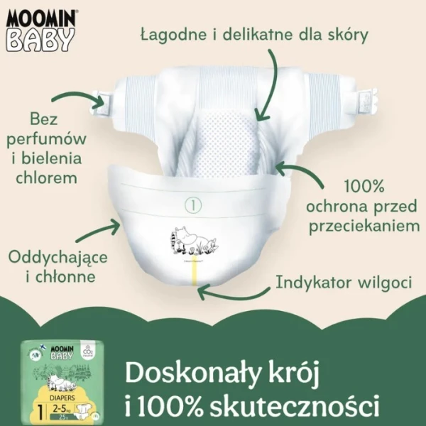 Moomin Baby, pieluchy, rozmiar 1, waga 2-5 kg, 25 sztuk 3
