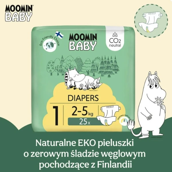 Moomin Baby, pieluchy, rozmiar 1, waga 2-5 kg, 25 sztuk 5