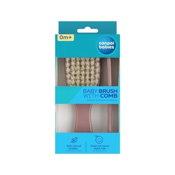 Canpol, szczotka i grzebień do włosów, pink, od urodzenia, 7/406, 1 zestaw 4