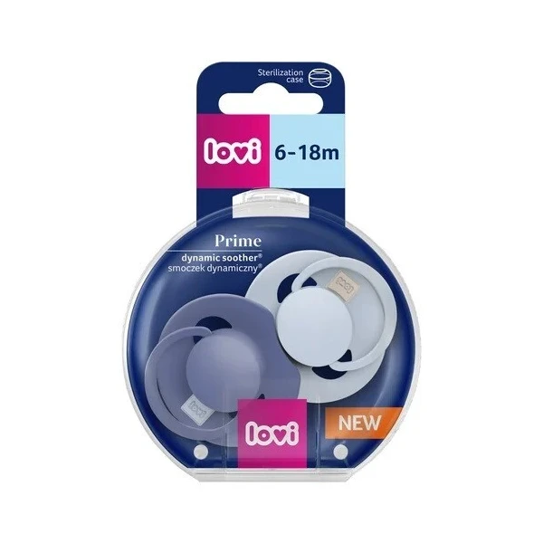 Lovi, smoczek uspokajający, silikonowy, dynamiczny, Prime, Blue/Blue, 6-18 miesięcy, 34/418, 2 sztuki 3