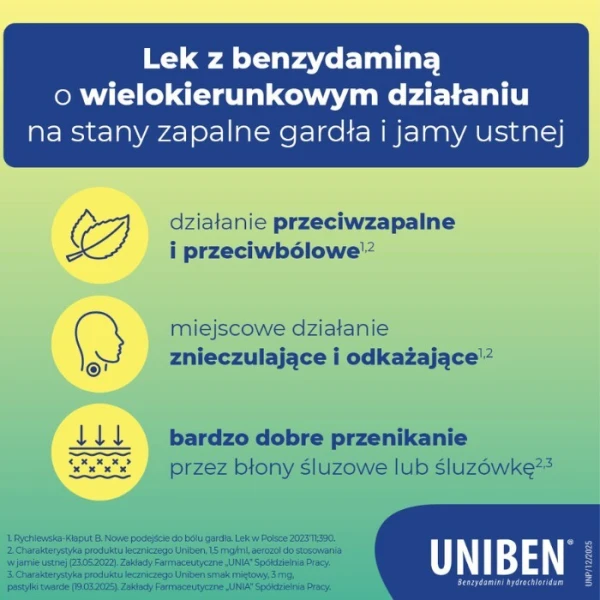 Uniben 3mg, smak miętowy, 30 pastylek do ssania 2