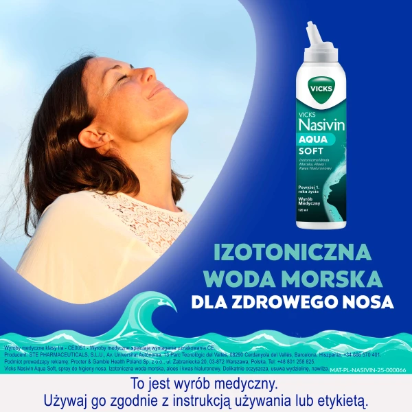 Vicks Nasivin Aqua Soft, spray do higieny nosa, powyżej 1 roku życia, 120ml 2