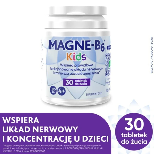 Magne B6 Kids, od 4 lat, smak arbuzowy, 30 tabletek do żucia, dwupak 1