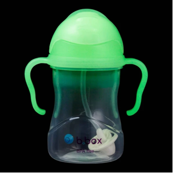 B.Box, bidon niekapek ze słomką i obciążeniem, Glow in the Dark, po 6 miesiącu, 240ml 2