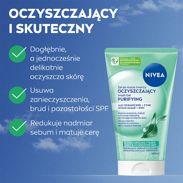 Nivea, oczyszczający żel do mycia twarzy, cera mieszana i tłusta, 150ml 2