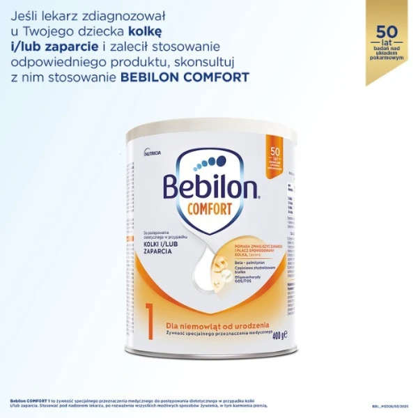 Bebilon Comfort 1, proszek, dla niemowląt z tendencją do kolek i zaparć, 400g 3