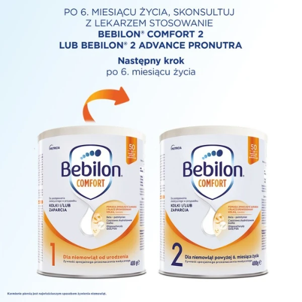Bebilon Comfort 1, proszek, dla niemowląt z tendencją do kolek i zaparć, 400g 5