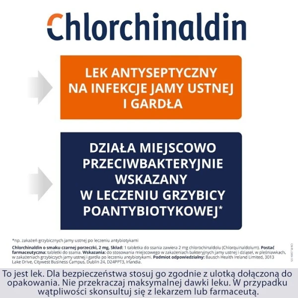 Chlorchinaldin 2mg, smak czarnej porzeczki, 20 tabletek do ssania 2