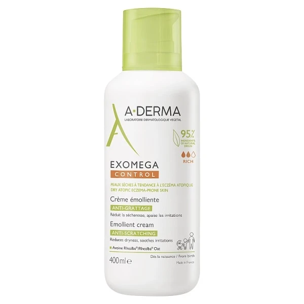 A-Derma Exomega Control, krem emolient, przeciw drapaniu, skóra sucha i atopowa, od urodzenia, 400ml