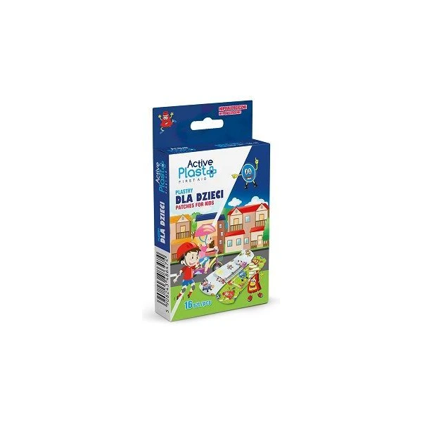 Active Plast First Aid, plastry dla dzieci, 7x2cm, 16 sztuk