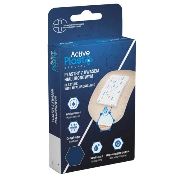 Active Plast Special, plastry z kwasem hialuronowym, wspomagające gojenie, 20 sztuk