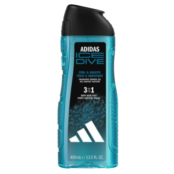 Adidas Ice Dive, żel do mycia ciała, włosów i twarzy 3w1, dla mężczyzn, 400ml