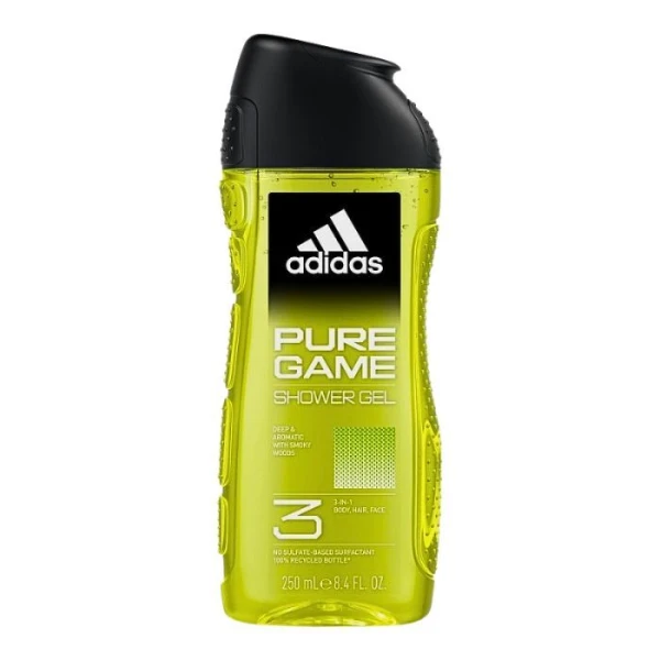 Adidas Pure Game, żel do mycia ciała, włosów i twarzy 3w1, dla mężczyzn, 250ml