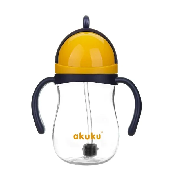 Akuku, bidon ze słomką i odważnikiem, Blue/Yellow, A0165, po 9 miesiącu, 280ml