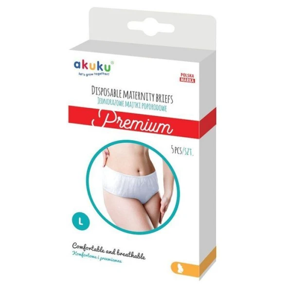 Akuku, majtki poporodowe jednorazowe Premium, rozmiar L, 5 sztuk