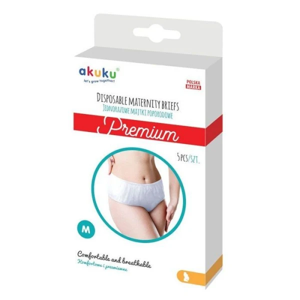 Akuku, majtki poporodowe jednorazowe Premium, rozmiar M, 5 sztuk