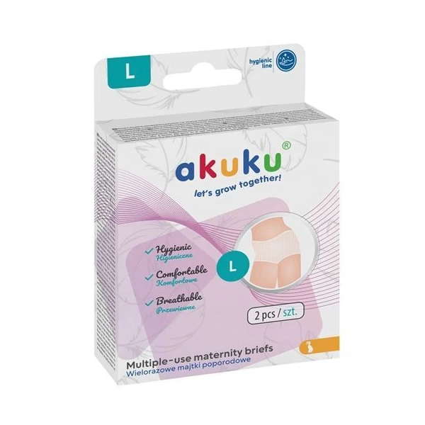 Akuku, majtki poporodowe siateczkowe, wielorazowe, rozmiar L, 2 sztuki