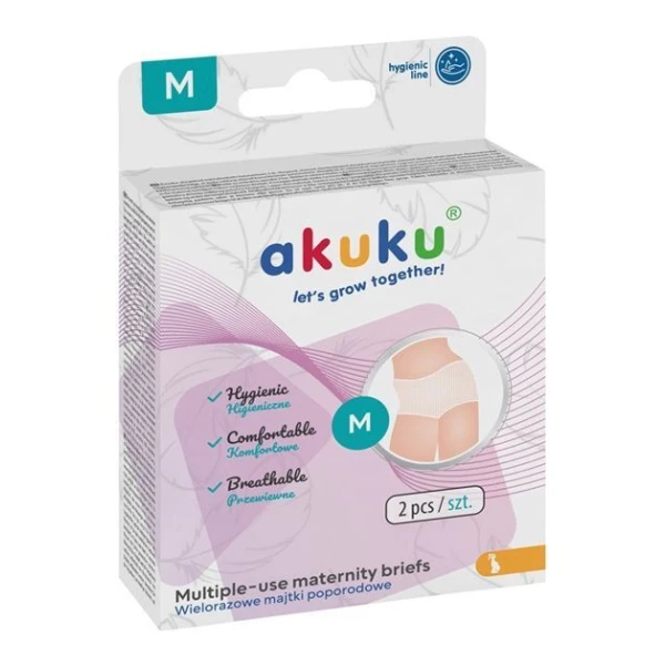 Akuku, majtki poporodowe siateczkowe, wielorazowe, rozmiar M, 2 sztuki